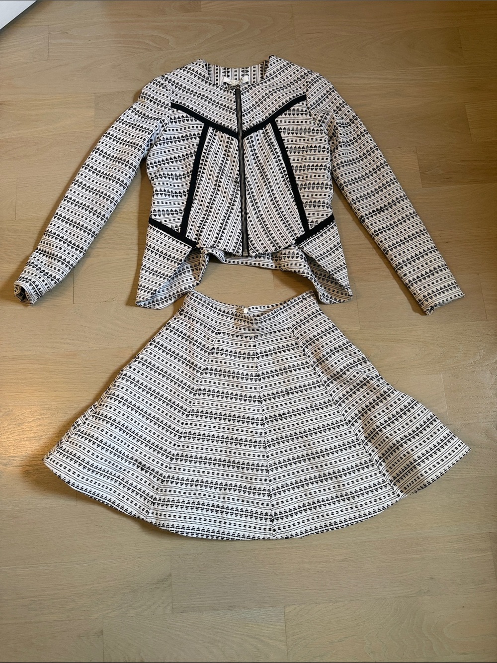 Alexis Black and White Patterned Skirt Set